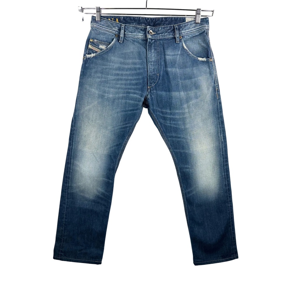 Diesel Krooley Jeans 32 Blue Regular Slim Carrot Wash grunge Distressed DNA